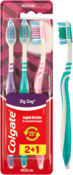 Colgate ZigZag Assorted Medium Toothbrush 3pk