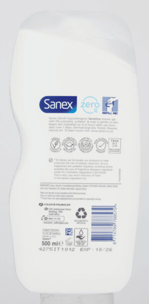 Sanex Zero% Sensitive Hypoallergenic Shower Gel 500ml
