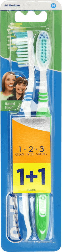 Oral-b 123 Medium Toothbrush 2pk