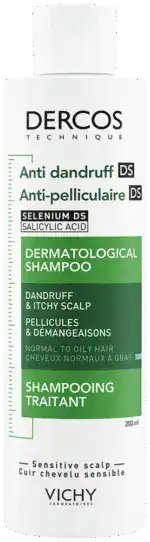Vichy Dercos Anti-Dandruff Dermatological Shampoo for Normal to Oily Hair 200ml