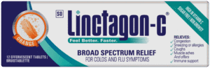 Linctagon Orange Cold & Flu Effervescent Tablets 12pk