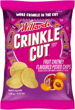Willards Crinkle Cut Fruit Chutney Flavoured Potato Chips 120g