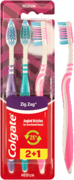Colgate ZigZag Assorted Medium Toothbrush 3pk